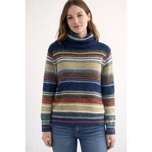 Vintage Y2K Tiara International Striped pull over turtle neck SWEATER SZ SMALL